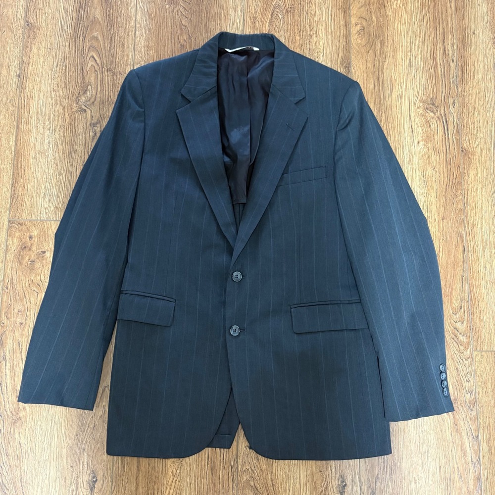 VTG Stafford Pinstripe Suit Jacket Blazer Black men's 42L Made in USA Sport coat